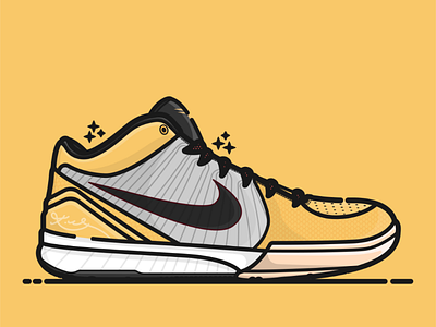 Kobe 4 Gold Medal adobe design flat graphicdesign illustration illustrator nike sneaker art sneaker illustration sneakers