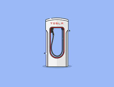 Tesla Supercharger adobe cartoon design flat graphicdesign illustration illustrator logo minimal vector