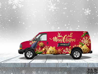 Merry Christmas Van 3d car sticker car wrap design graphic design illustration logo merry christmas sticker design truck wrap van van wrap vehicle wrap