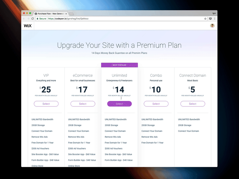 Purchase Flow - New Generation checkout motion pricing purchase ux