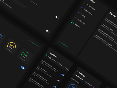 Minimal Settings Panel UI dailyui darktheme dashboard figma graphic design ui visualdesign