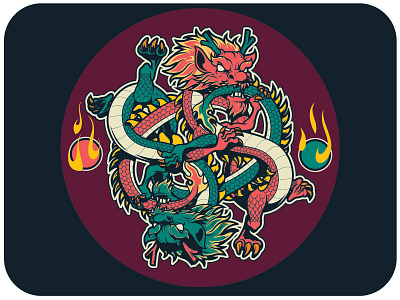Biting Dragon ambigram bites branding cartoon chinese culture dragonball illustration logo vector