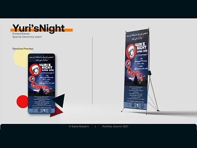 Yuri's Night astronomy banner design flat graphic design poster stand banner