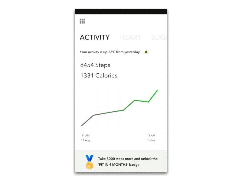 Health tracker app concept. Circa 2016. app clean concept design fitness flat health healthcare minimal tracker ui ux