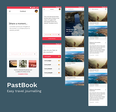 Pastbook - Travel Journalling Made Easy android app clean concept design minimal ui ux