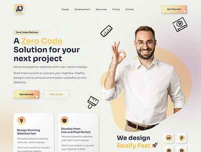 PixelFine - A Zero Code Platform branding figma landingpage logo minimalistic webflow zero code