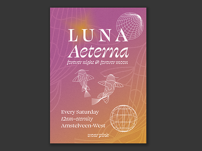 Luna Aeterna - Poster design drawing event fish graphic design illustration illustrator koi party photoshop poster space typography