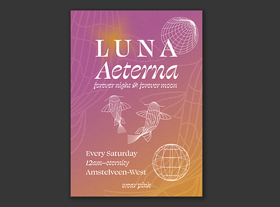 Luna Aeterna - Poster design drawing event fish graphic design illustration illustrator koi party photoshop poster space typography