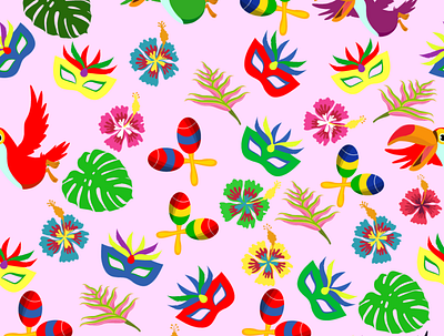 Brazilian Pattern brand design brazil festival flowers illustration illustrator pattern design toucan