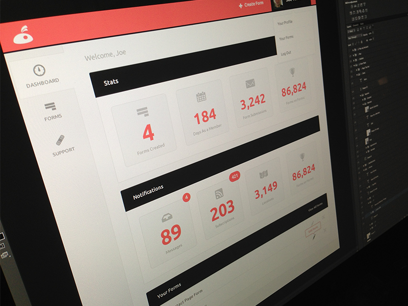 Dashboard dashboard web minimal clean light ui ux backend cs6 photoshop website design orange formic ant numbers stats support forms