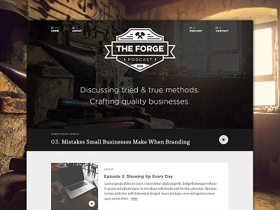 The Forge design distressed logo podcast retro ui ux website