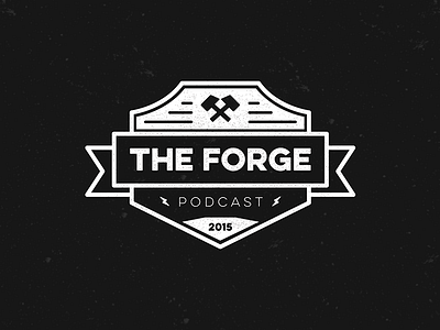 The Forge Podcast - Artwork/Logo artwork badge design forge hammer logo podcast retro