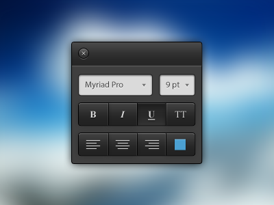 Font/Text Format and Options blue blur dark design font format layout text ui window