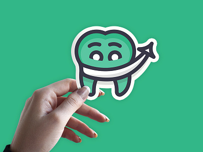 Sticker Shot arrow brand dentist design grin happy logo marketing smile supertooth tooth