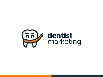 Dental Marketing Logo arrow brand branding clean denstist design grin logo marketing new orange ortho smile tooth