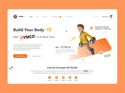GYMCO - Fitness Web UI 3d animation branding graphic design gym landing page ui ui ux web design
