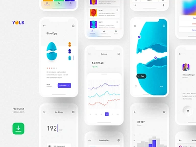 Yolk - FREE iOS UI Kit app clear design system free free ui kit freebie ios minimal mobile product design simple ui ui design user interface