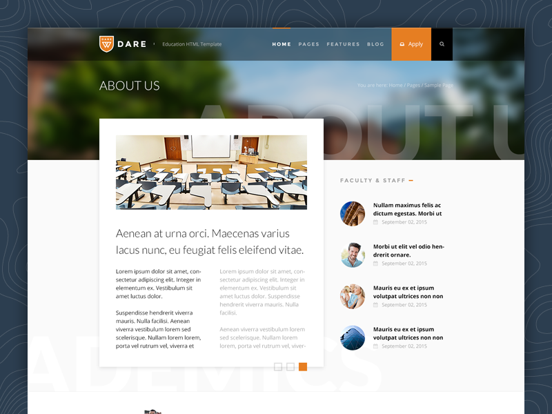 About us page about us college education page template theme typography ui university ux web wordpress