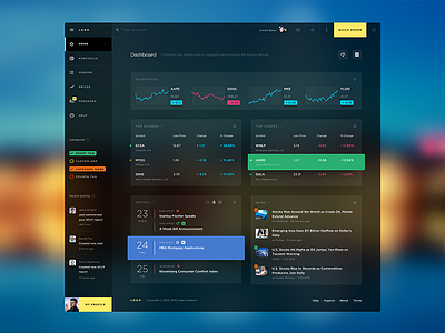 Stock trading platform dashboard