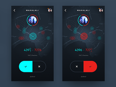 Clear or smoky venue checkin chart checkin contrast counter dark graph map pin stats ui user interface venue