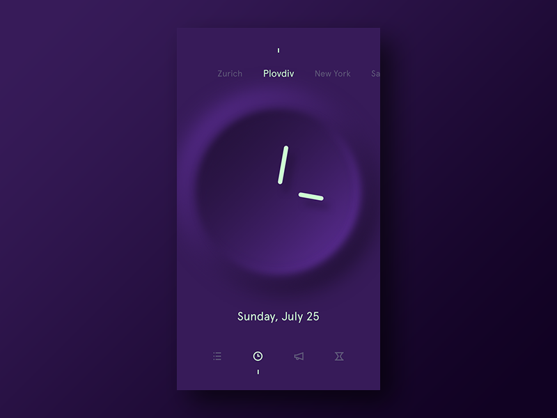 clock purple dribbble neon last app