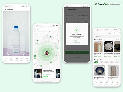 GreenCycle | Recycling App appdesign design figma inspiredesign map mobile app recycle recycling store uidesign