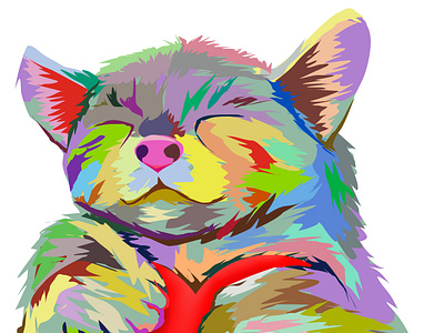 A Colorful Cat With A Heart