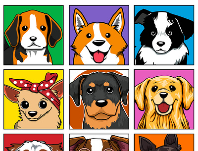 Dog faces adobe photoshop art cute art design dog dogs drawing illustration pet