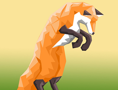 Polygon Fox adobe photoshop animal art design drawing fox fox illustration illustration polygon