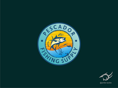 Tuna Reel Fishing Logo Sold To Pescador Fishing Supply boat branding design fishinghuntinglogo fishinglogo hook huntinglogo logo sunset tuna tunafish