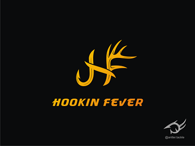 HF Letter Antler Hook Hunting Fishing Logo Sold To Hookin Fever antler branding deer design fishinghuntinglogo fishinglogo hfletter hook huntinglogo logo