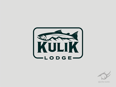 Trout Fish Mountain Logo Designs Sold To KULIK LODGE branding design fishinghuntinglogo fishinglogo hook huntinglogo lodge logo mountain trout