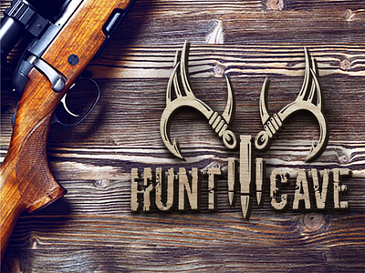 Antler Bullet Hook Fishing Hunting Logo