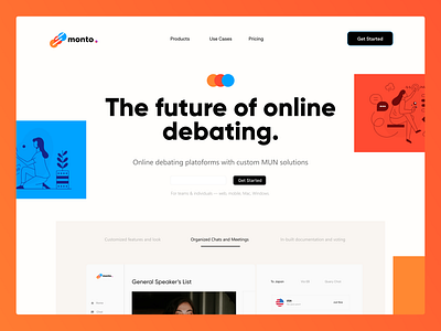 MontoApp: Landing Page Exploration app branding design graphic design illustration minimal product typography web design website