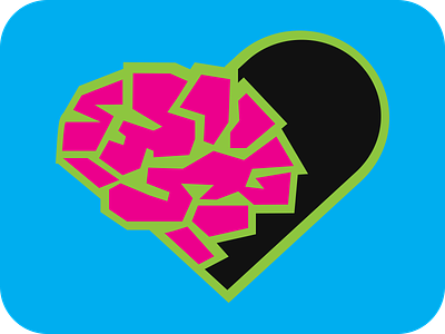 Pinkbrain Blackheart brain heart illustrator pin playoff rebound spooky stickermule vector