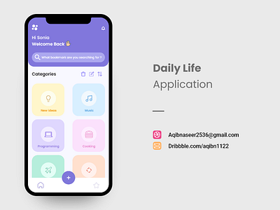 Daily life App app design flat graphic design icon minimal type ui ux