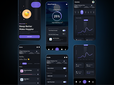 Sleep Tracking App - Tracking App app branding design flat icon illustration ui ux