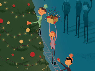 Christmas is coming art camping christmas daily digital drawing elfs holidays illustration lights