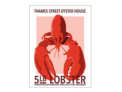 5lb. Lobster advertising baltimore graphic lobster minimal poster print restaurant vector wpa