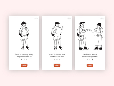 All in One Backpacking Mobile App app design illustration illustrator minimal ui ux web