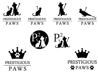 Prestigious Paws Logo Concepts bird cat concept crown dog ferret graphic logo scepter