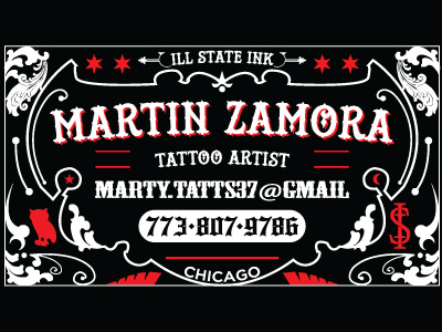 Business card sample business card chicago flourish ill ink isi state tat tattoo