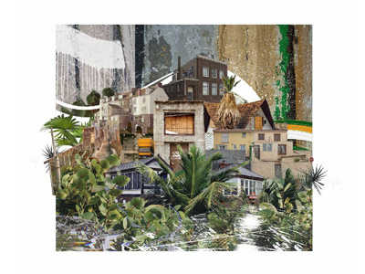 Razuk building collage digital drips foliage green photoshop plants playground urban