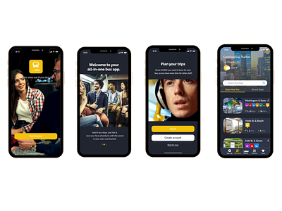 Hi-Fi Wireframe - Bus App appdesign branding darkmode design flat iosdesign ipadprocreate ui ux