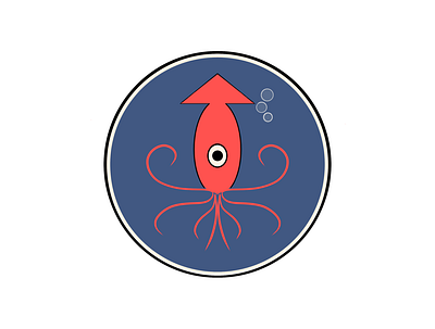 Squid blue calamari colorful cute digital art happy kraken logo merchandise redbubble squid vibrant