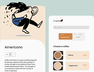 Coughee App app art branding design flat icon illustration ui ux web