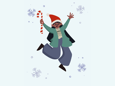 Playing in the snow christmas design girl illustration illustration