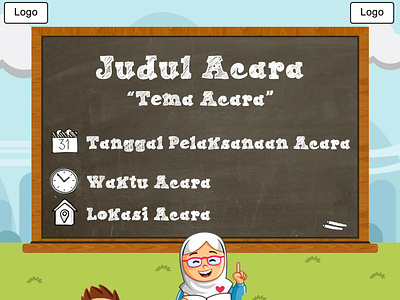 Pamflet Kegiatan Acara Bertema Pendidikan animation black board chalkboard design learn pamflet school