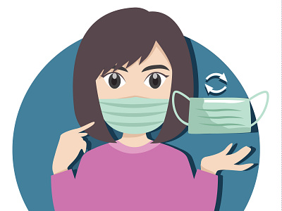 Change Your Mask Every 4 Hours appeal coronavirus coronavirus protection cute girl infographics