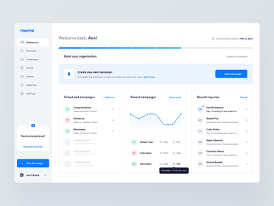 PeerPal — Dashboard 🏠 app application cards clean dashboard data graph interface layout list loading minimal product progress bar saas simple skeleton ui ux widelab